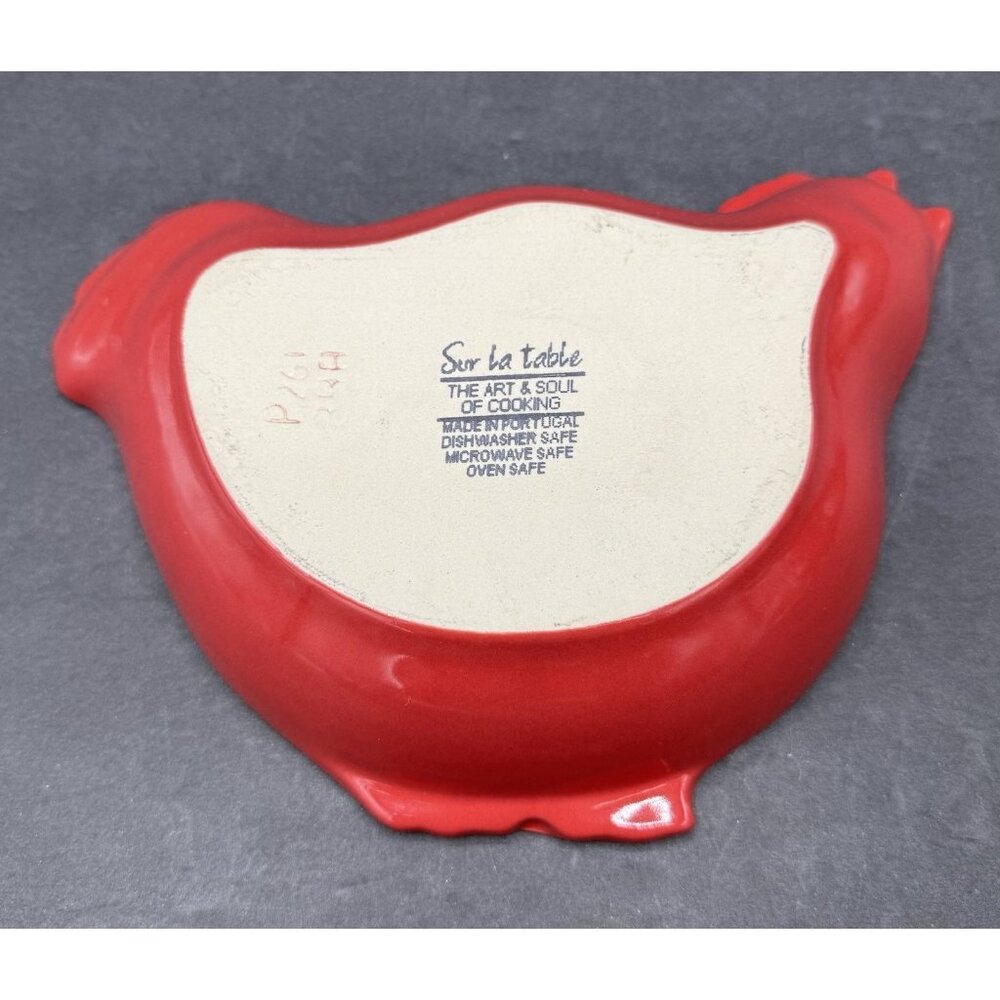 Sur La Table Red White Ceramic Chicken Baking Dish Made in Portugal P261 358